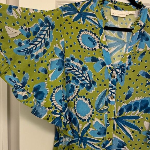 VERA FOR ANTHROPOLOGIE Valley Flutter-Sleeved Buttondown Women’s Size Medium - Picture 9 of 12